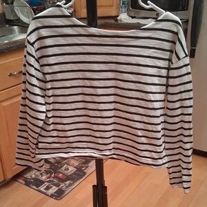 Classic Black and White Striped Long Sleeve Top